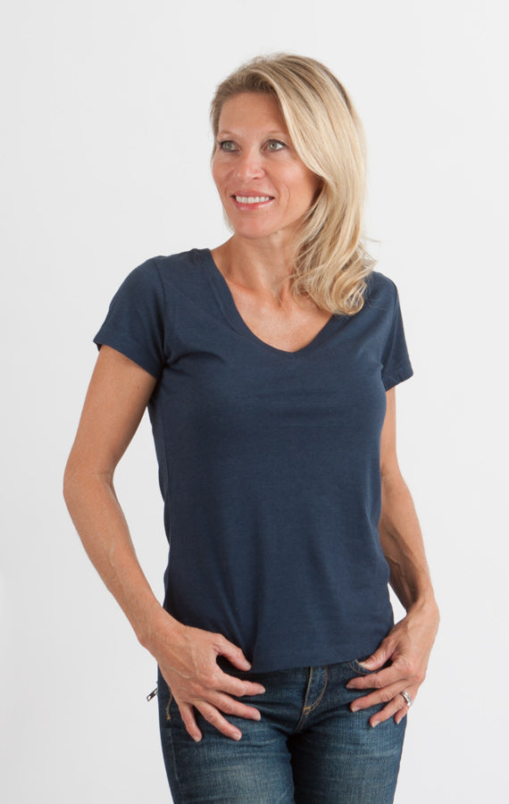 Clearance Women's Bamboo V-Neck Cap Sleeve T-Shirt
